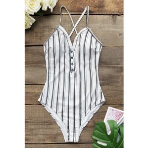 Pinned Stripe Bathing Suit